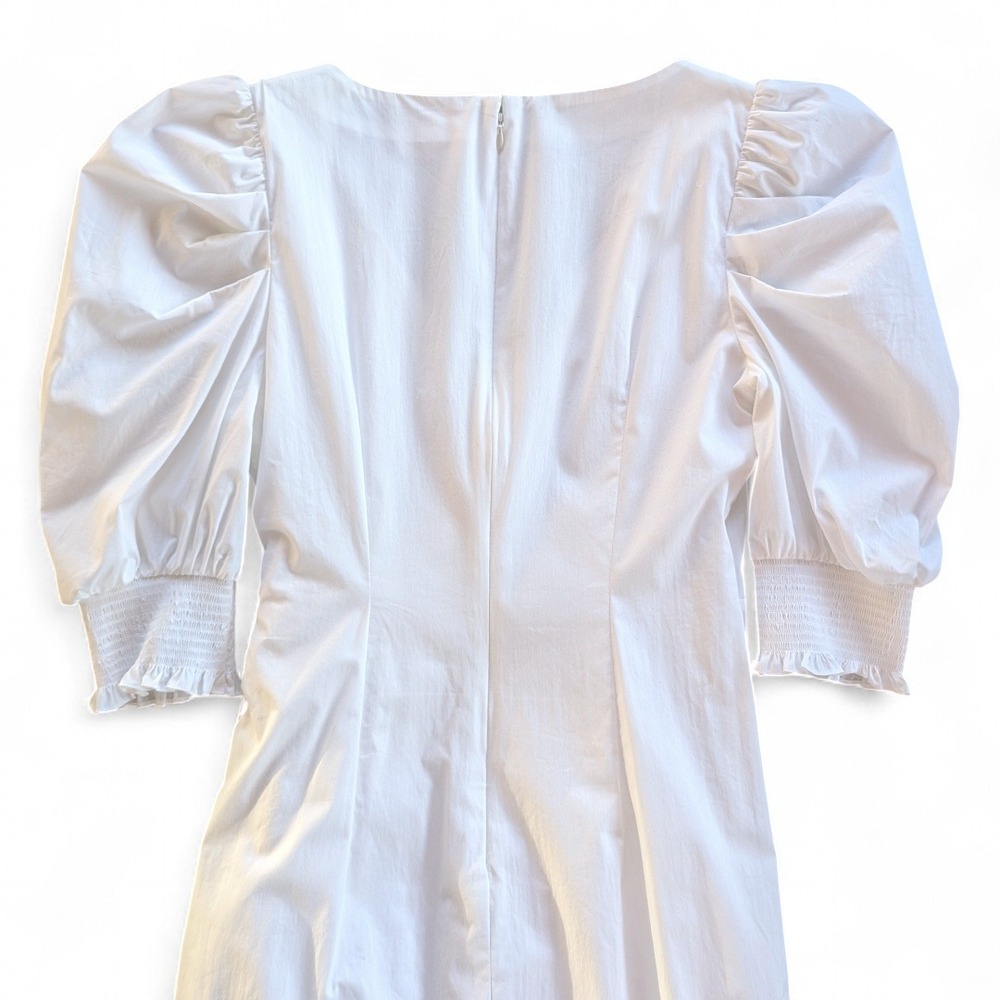 Cinq‎ A Sept Kacy Ruffle Wrap Dress Puff Sleeve Est Sz 4 White - Picture 10 of 13
